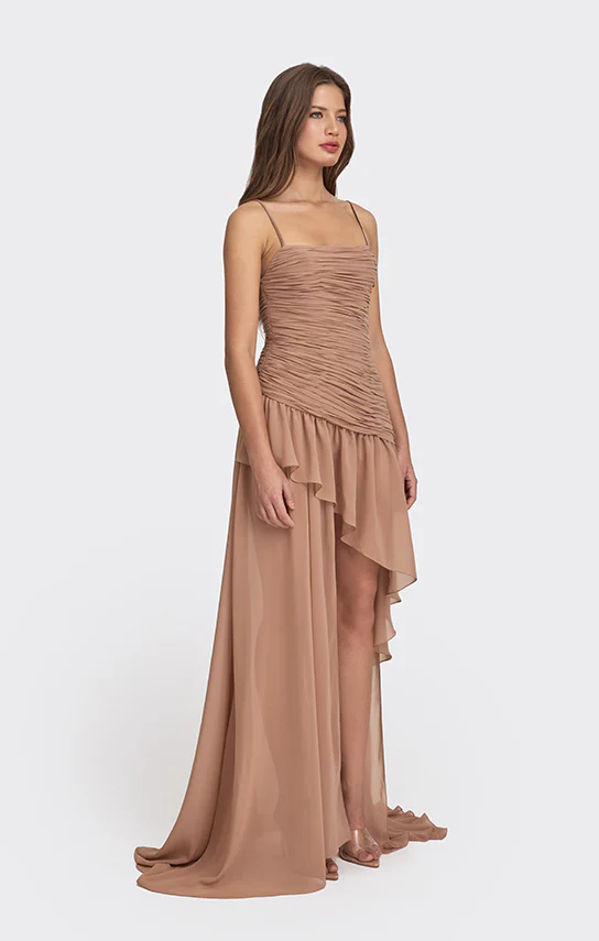 Asymmetric Draped Chiffon Mini Dress - Image 11