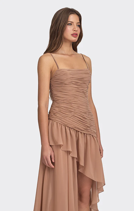 Asymmetric Draped Chiffon Mini Dress - Image 12