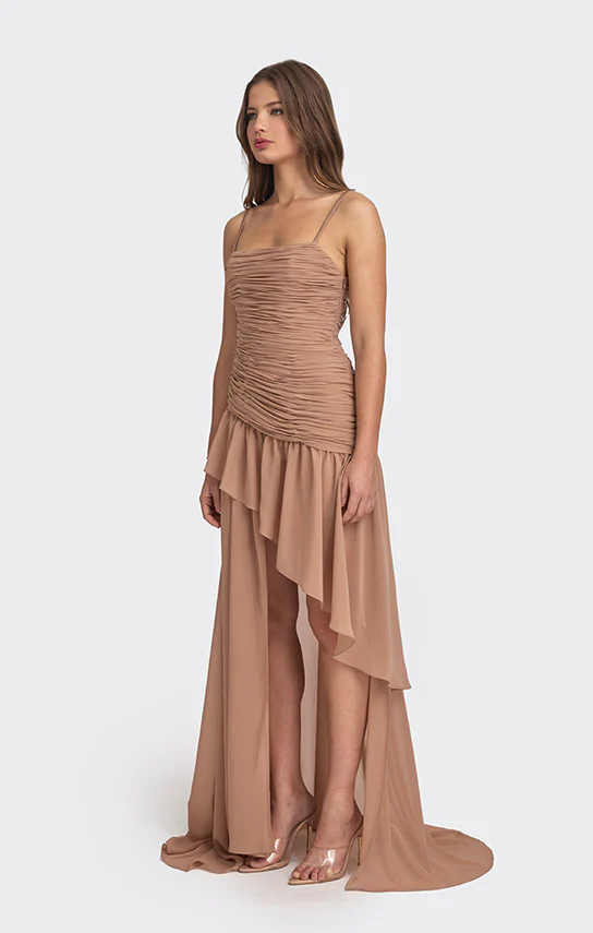 Asymmetric Draped Chiffon Mini Dress - Image 13