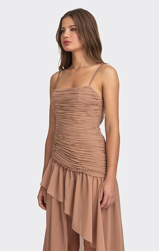 Asymmetric Draped Chiffon Mini Dress - Image 14