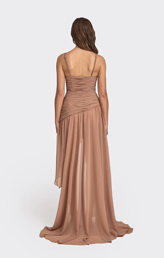 Asymmetric Draped Chiffon Mini Dress - Image 15