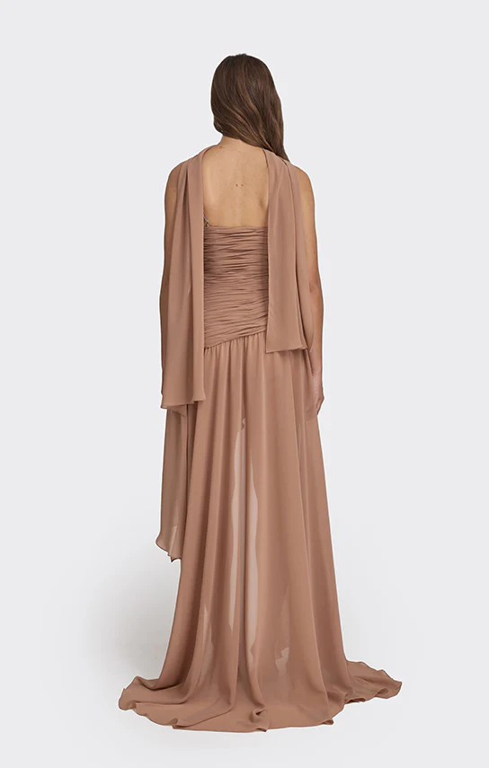 Asymmetric Draped Chiffon Mini Dress - Image 16