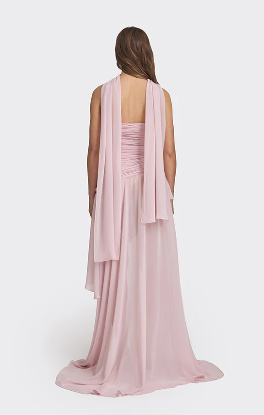 Asymmetric Draped Chiffon Mini Dress - Image 7