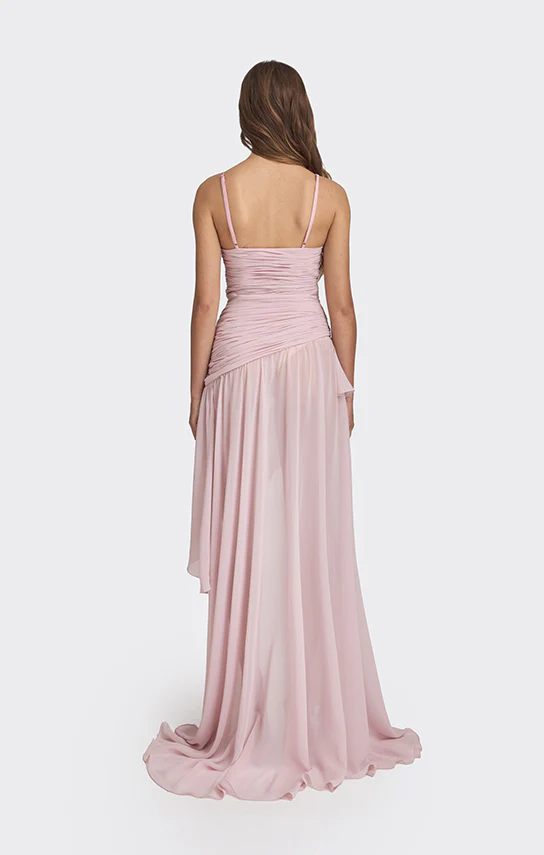 Asymmetric Draped Chiffon Mini Dress - Image 8