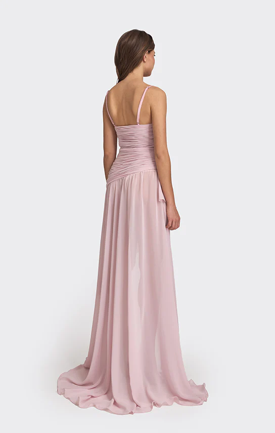 Asymmetric Draped Chiffon Mini Dress - Image 9