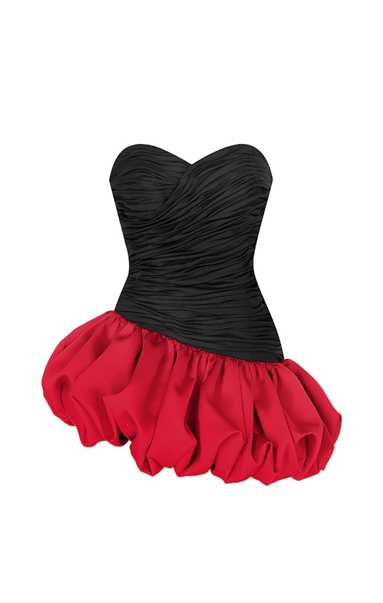 Balloon Draped Mini Dress (Two Tone) - Image 2