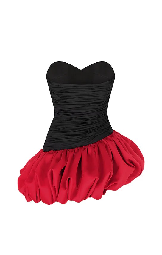 Balloon Draped Mini Dress (Two Tone) - Image 3