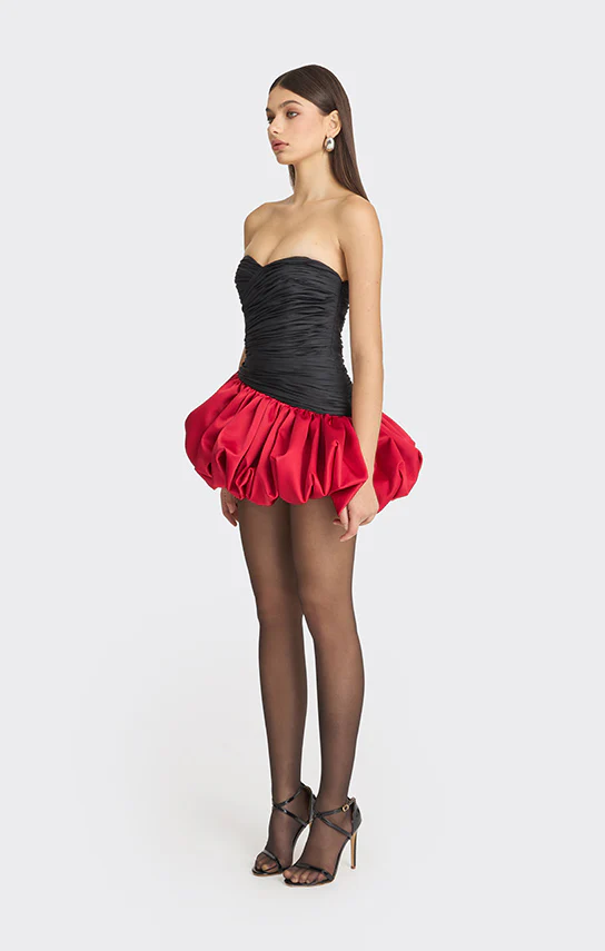 Balloon Draped Mini Dress (Two Tone) - Image 4