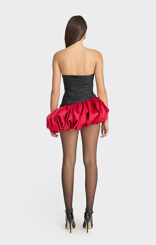 Balloon Draped Mini Dress (Two Tone) - Image 5