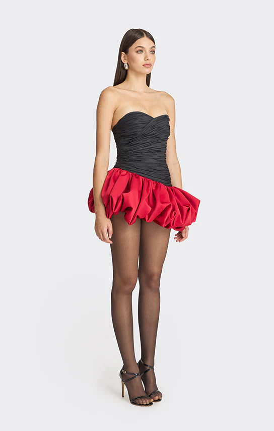 Balloon Draped Mini Dress (Two Tone) - Image 6