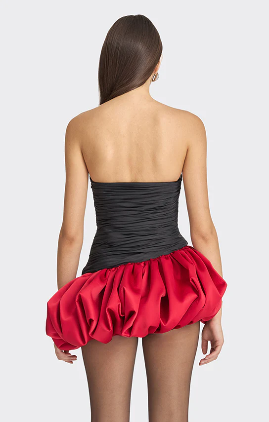 Balloon Draped Mini Dress (Two Tone) - Image 8