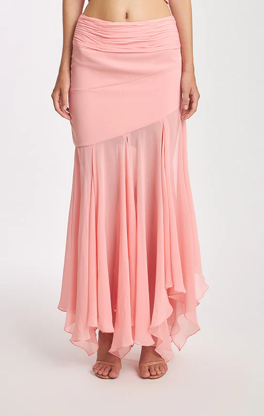 Betta Draped Maxi Skirt (Wrinkled Chiffon Silk)