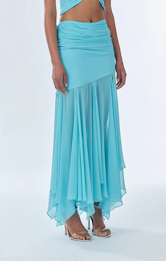 Betta Draped Maxi Skirt (Wrinkled Chiffon Silk) - Image 10