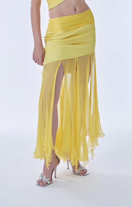 Betta Draped Maxi Skirt (Wrinkled Chiffon Silk) - Image 2