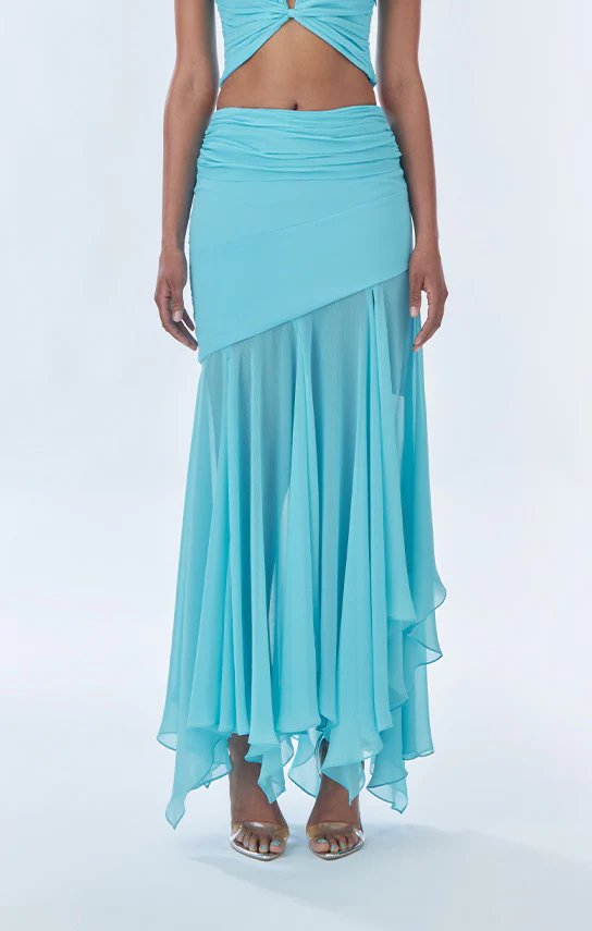 Betta Draped Maxi Skirt (Wrinkled Chiffon Silk) - Image 7