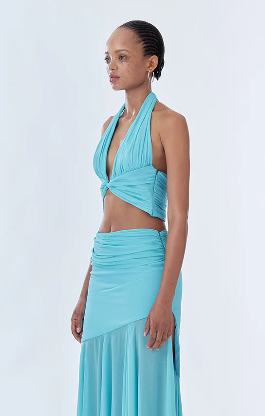 Betta Draped Halter Mini Top (Wrinkled Chiffon Silk) - Image 10