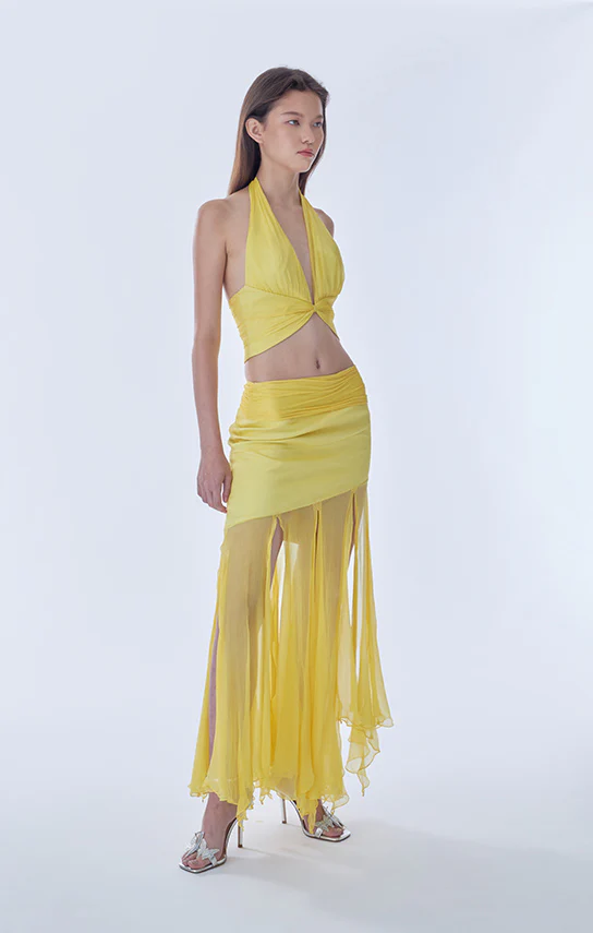Betta Draped Halter Mini Top (Wrinkled Chiffon Silk) - Image 2