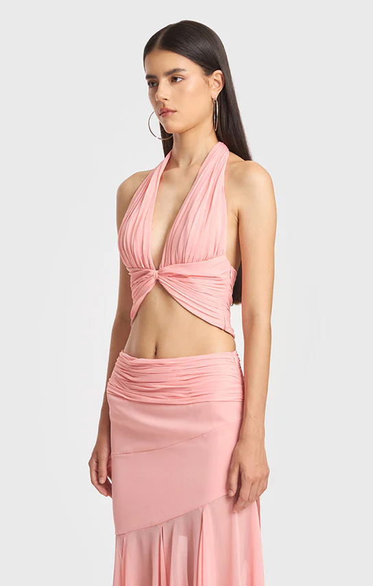 Betta Draped Halter Mini Top (Wrinkled Chiffon Silk) - Image 4