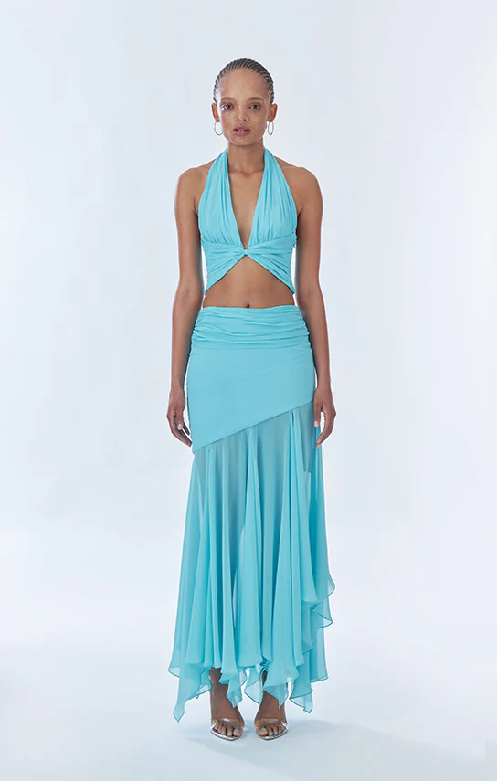 Betta Draped Halter Mini Top (Wrinkled Chiffon Silk) - Image 8