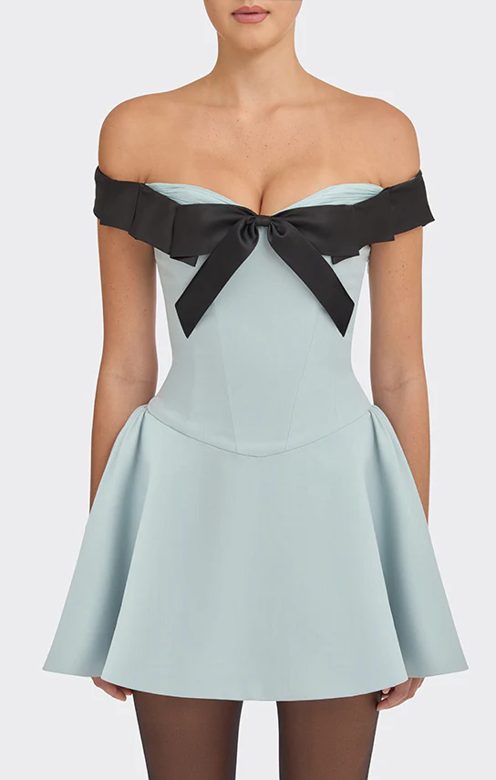 Bow Corset Mini Dress (Two Tone) - Image 2