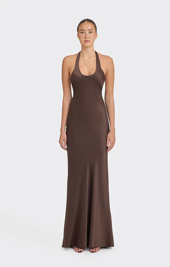Bow Halter Maxi Slip Dress