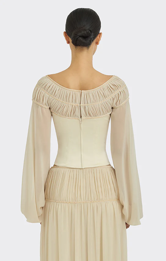 Bow Ruched Long Sleeve Blouse - Image 4