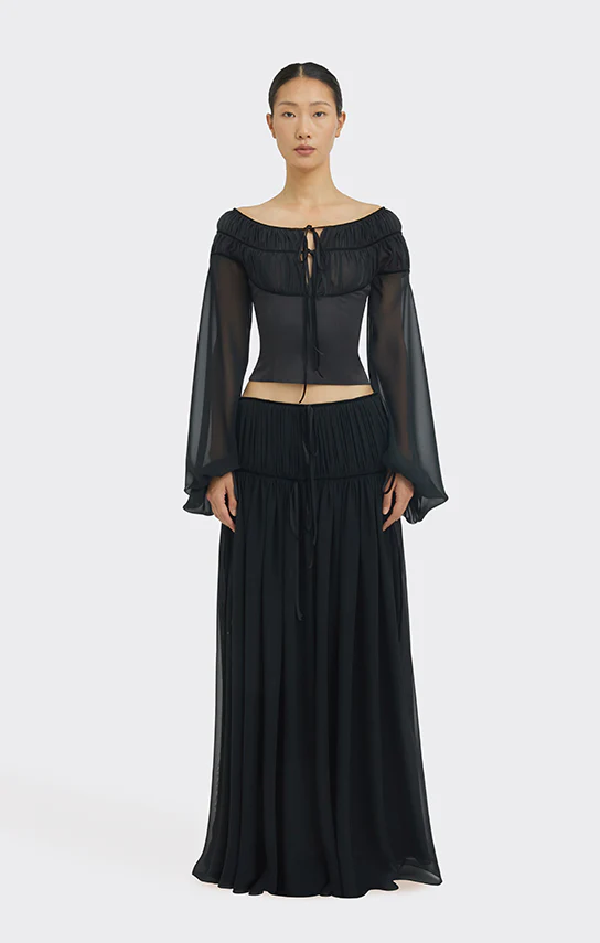 Bow Ruched Long Sleeve Blouse - Image 6