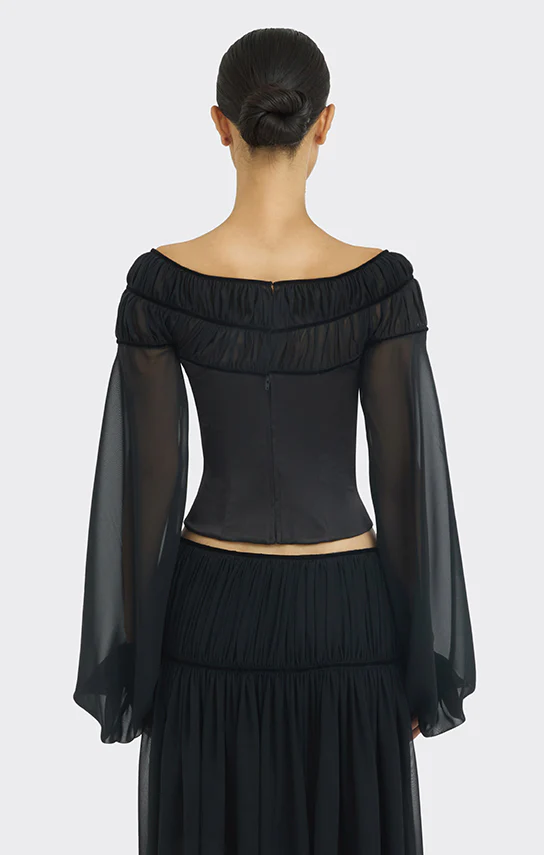 Bow Ruched Long Sleeve Blouse - Image 9