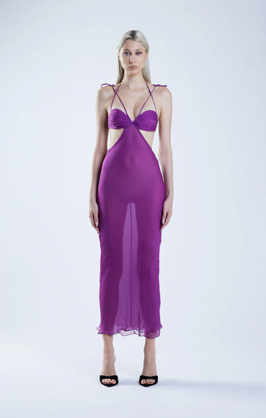 Classic Cut-Out Sheer Maxi Dress - Image 15