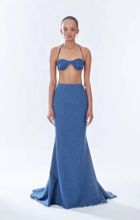 Classic Fishtail Maxi Skirt (Denim) - Image 2