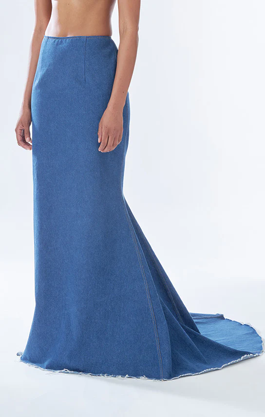 Classic Fishtail Maxi Skirt (Denim) - Image 3