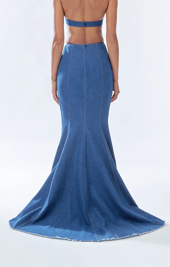 Classic Fishtail Maxi Skirt (Denim) - Image 4