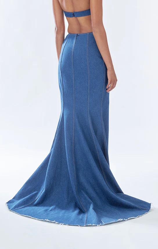 Classic Fishtail Maxi Skirt (Denim) - Image 5