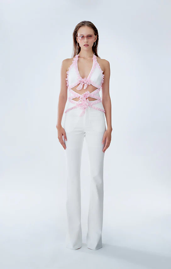 Mini Ruffle Bustier (Denim)