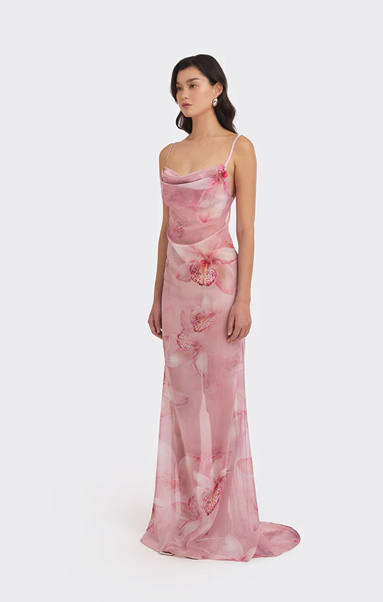 Cowl Neck Dress (Orchid Print) - Image 3