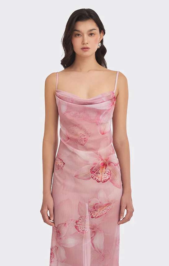 Cowl Neck Dress (Orchid Print) - Image 4