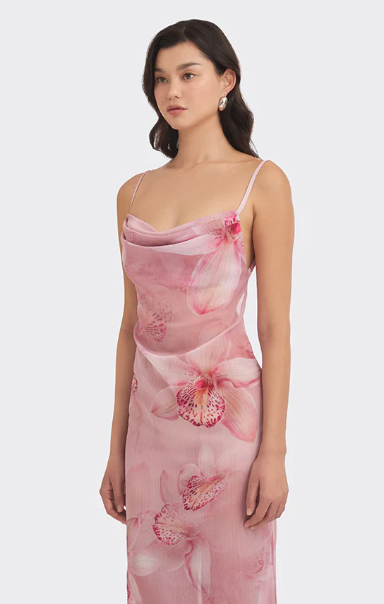 Cowl Neck Dress (Orchid Print) - Image 5