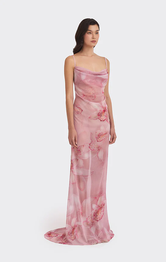 Cowl Neck Dress (Orchid Print) - Image 6