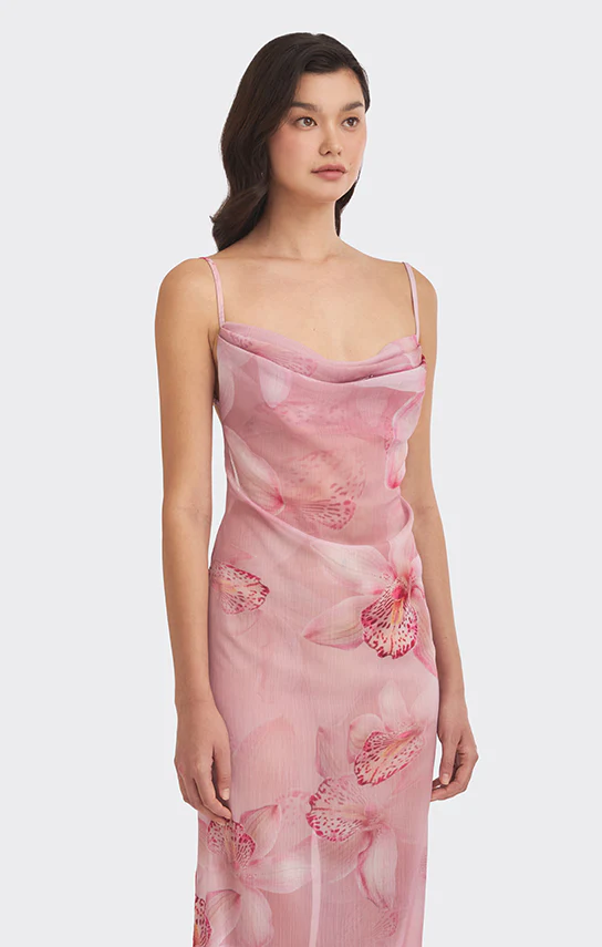 Cowl Neck Dress (Orchid Print) - Image 7
