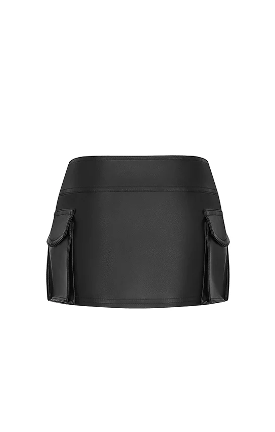 Faux Leather Racing Belt Mini Skirt - Image 7