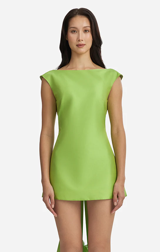 Feather Trimmed Thai Silk Mini Dress - Image 2
