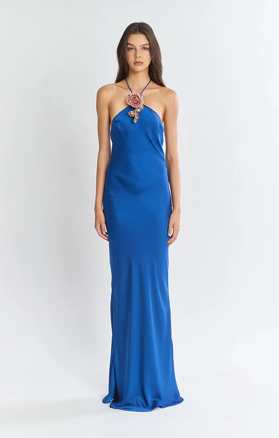 Halter Bias Maxi Slip Dress