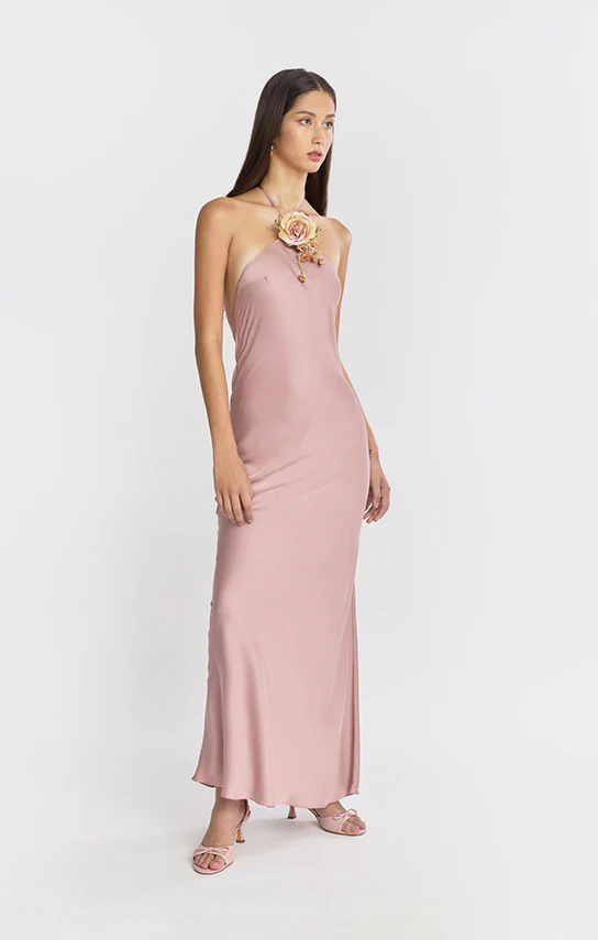Halter Bias Maxi Slip Dress - Image 3
