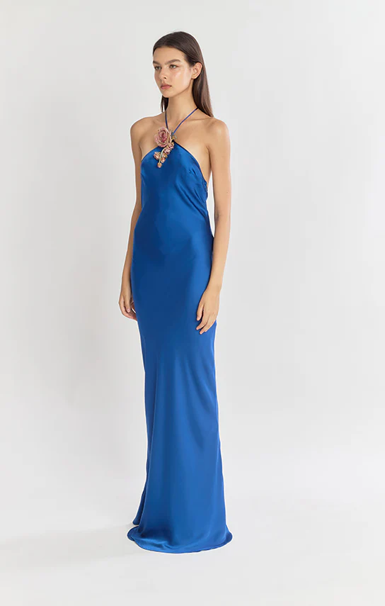 Halter Bias Maxi Slip Dress - Image 4