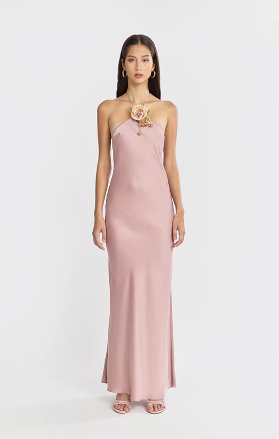 Halter Bias Maxi Slip Dress - Image 5