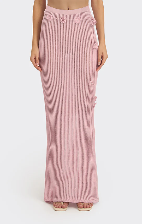 Knit Floral Maxi Skirt