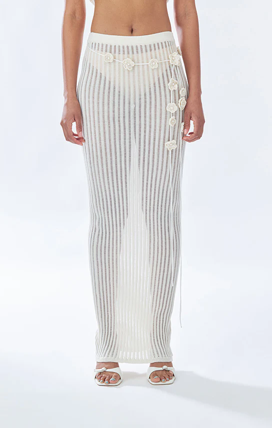 Knit Floral Maxi Skirt - Image 4