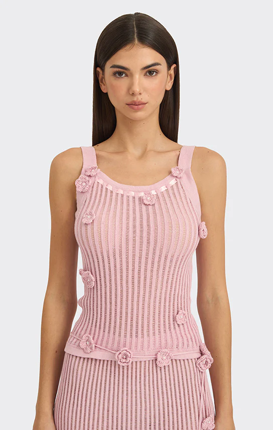 Knit Floral Tank Top - Image 2