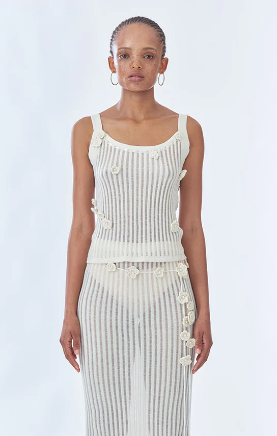 Knit Floral Tank Top - Image 4