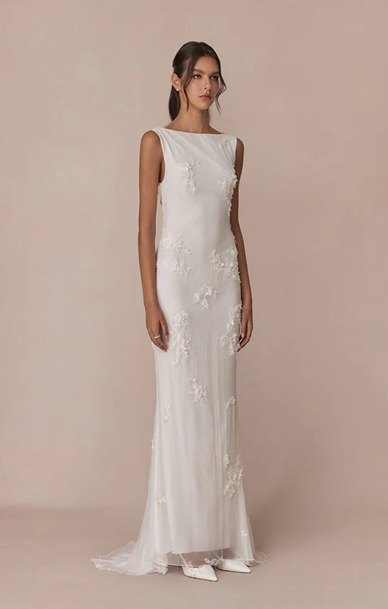 Lace Boat Neck Maxi Dress (French Lace) - Image 3